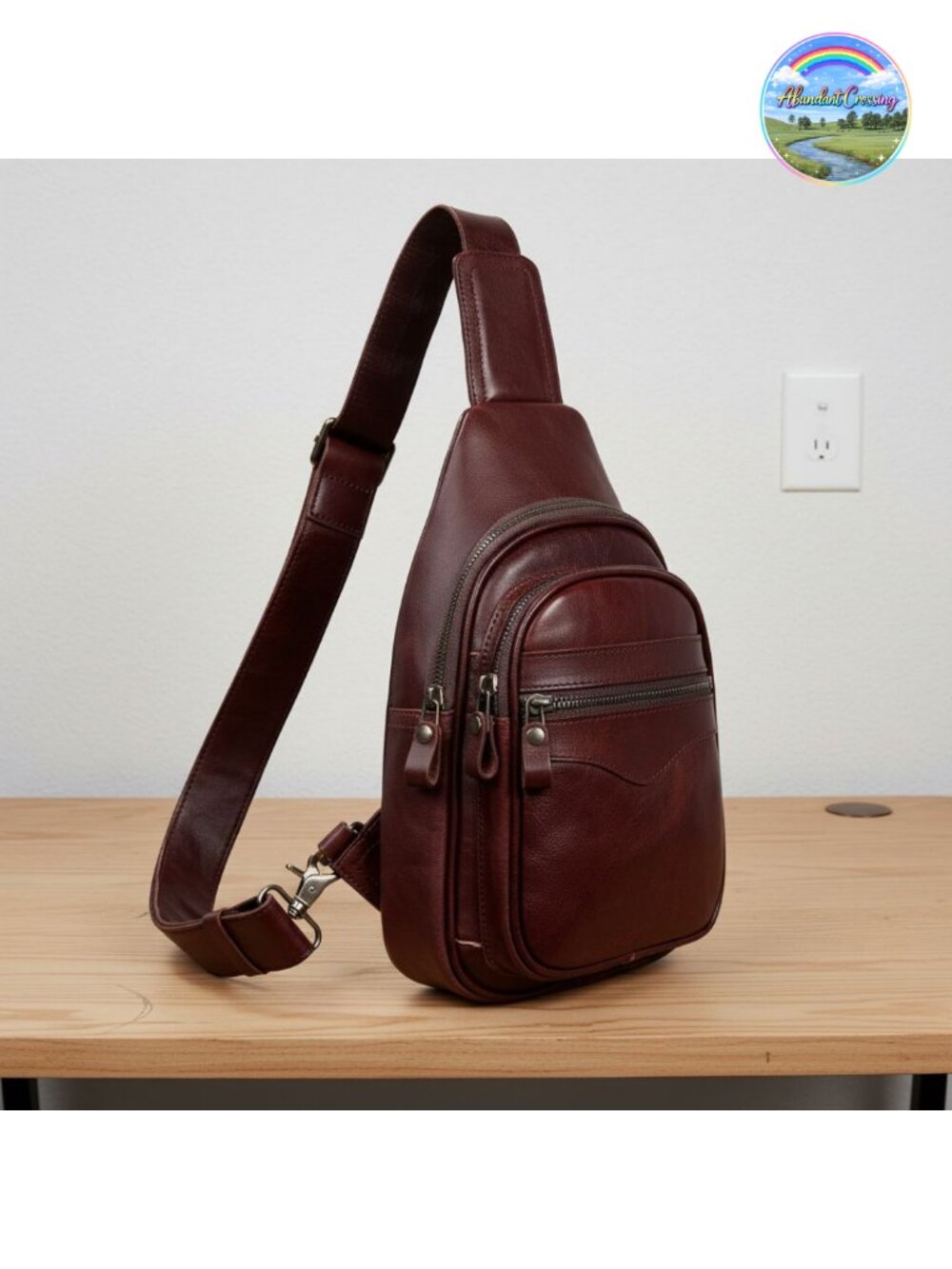 Genuine Leather Sling Bag Crossbody Shoulder Purse Anti-Theft